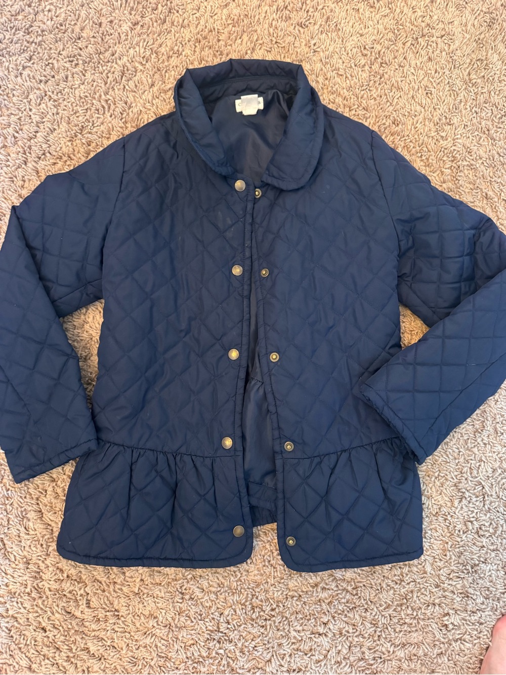 Crewcuts Navy Quilted Peplum Puffer Jacket